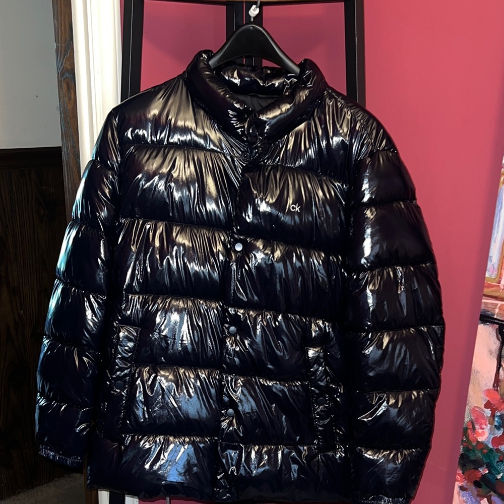 Calvin Klein Glossy Black Quilted Puffer Jacket
